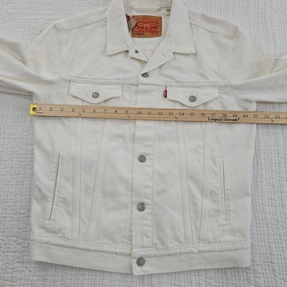 NEW Levi's Jacket Men's Size S White Denim Trucker Biker Jacket 723340292 NWT - Picture 11 of 15